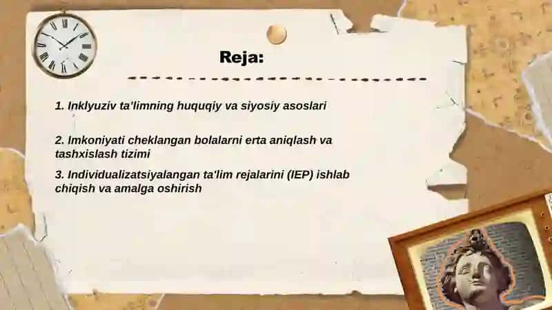 Imkoniyati cheklangan bolalarni inklyuziv ta’lim orqali o‘qitish va tarbiyalashni tashkil etish. 2