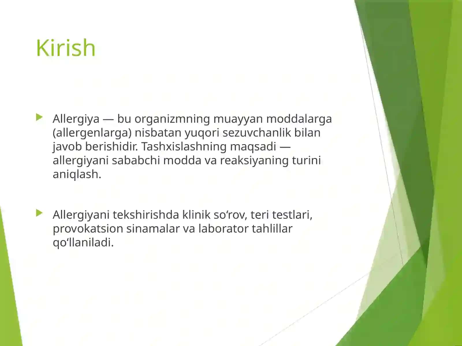 Allergiyani Tekshirish Usullari 2