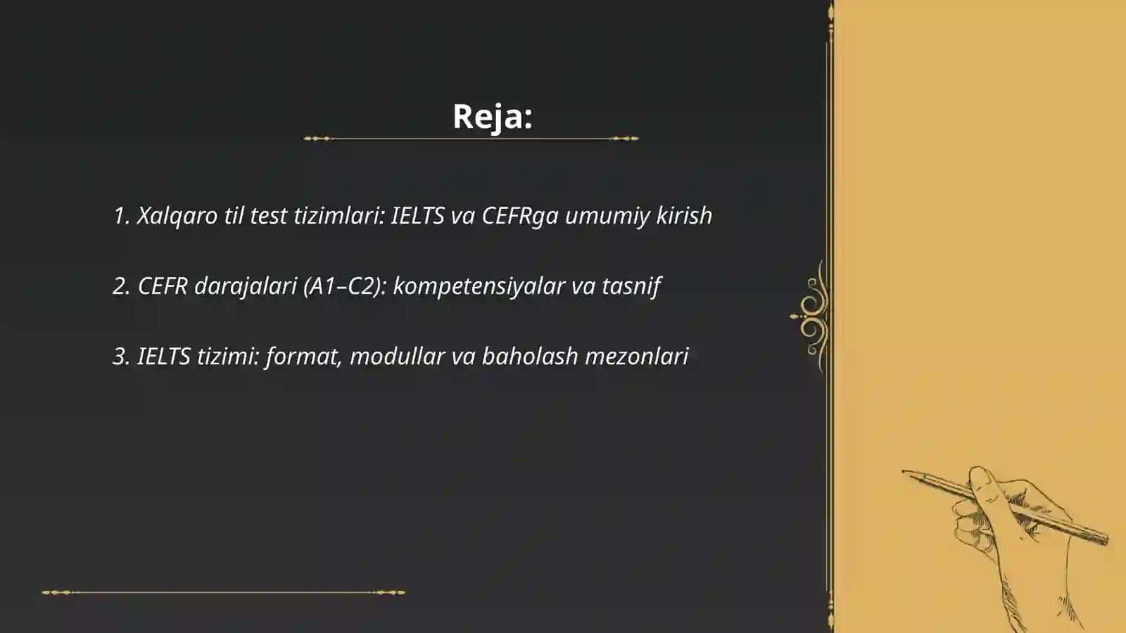 Xalqaro til test tizimlari: IELTS va CEFR 2