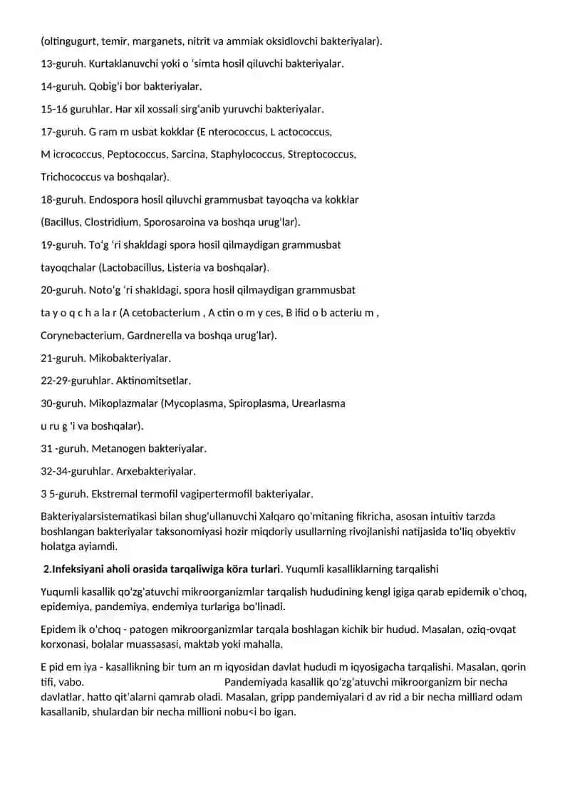 Mikrorganizmlarning asosiy turlari va ularning xarakteristikasi 2