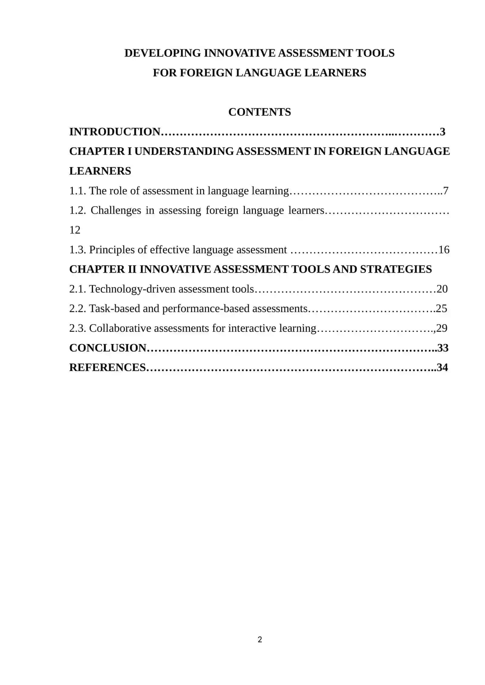 DEVELOPING INNOVATIVE ASSESSMENT TOOLS FOR FOREIGN LANGUAGE LEARNERS 2