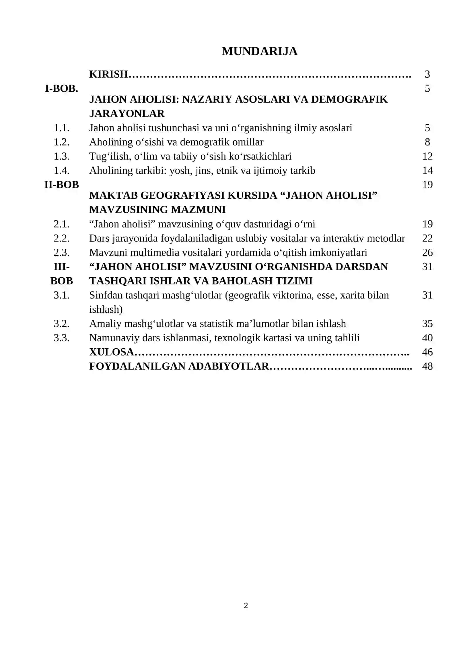 Geografiya va Tabiiy fan o’qitish metodikasi 2