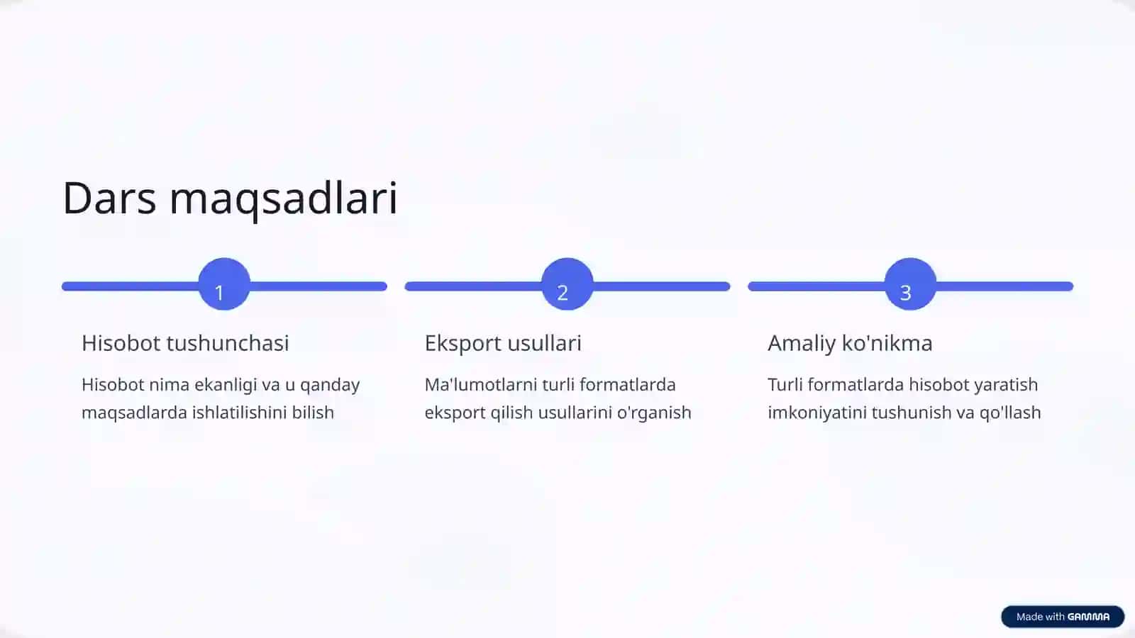 Hisobotlar. Ma'lumotlarni eksport qilish 2