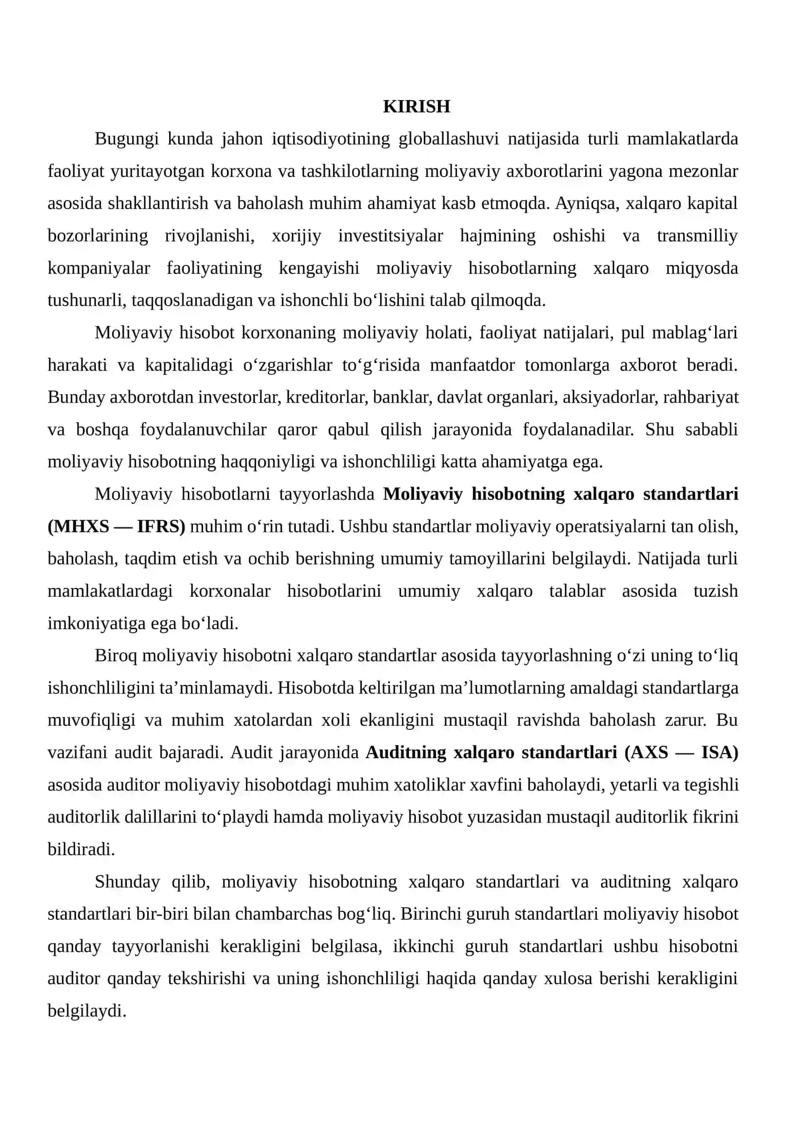 MOLIYAVIY HISOBOT VA AUDITNING XALQARO STANDARTLARI O‘ZARO ALOQADORLIGI VA BOG‘LIQLIGI 2