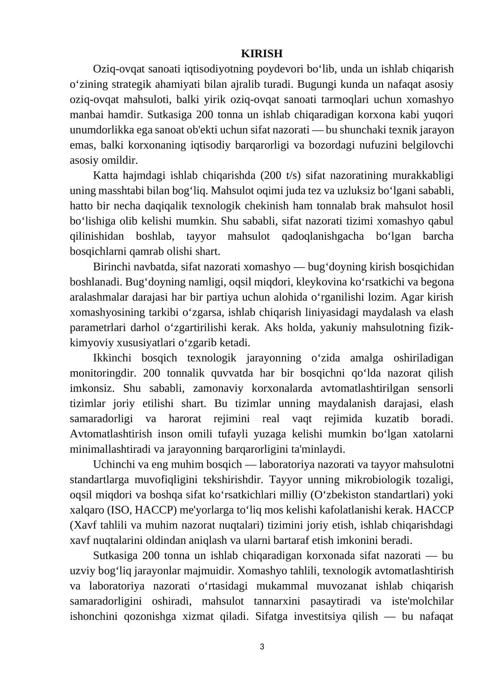 Sutkasiga 200 t/s unumdorlikdagi un ishlab chiqarishda sifat nazorati 2