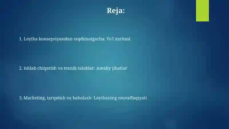 Oʼz medialoyihasini ishlab chiqish va taqdim etish 2