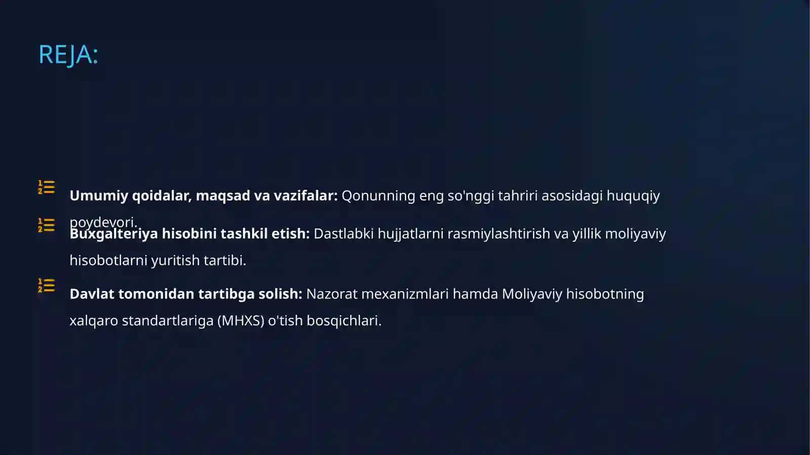 O'zbekiston Respublikasining "Buxgalteriya hisobi to'g'risida"gi qonuni 2