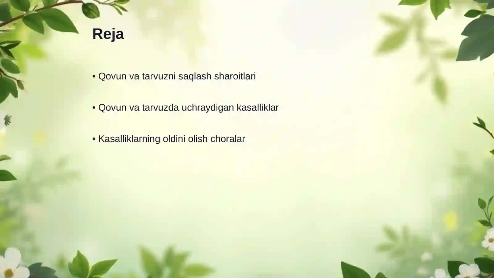 Omborxonalarda qovun va tarvuzni saqlash davridagi kasalliklar bilan tanishish 2