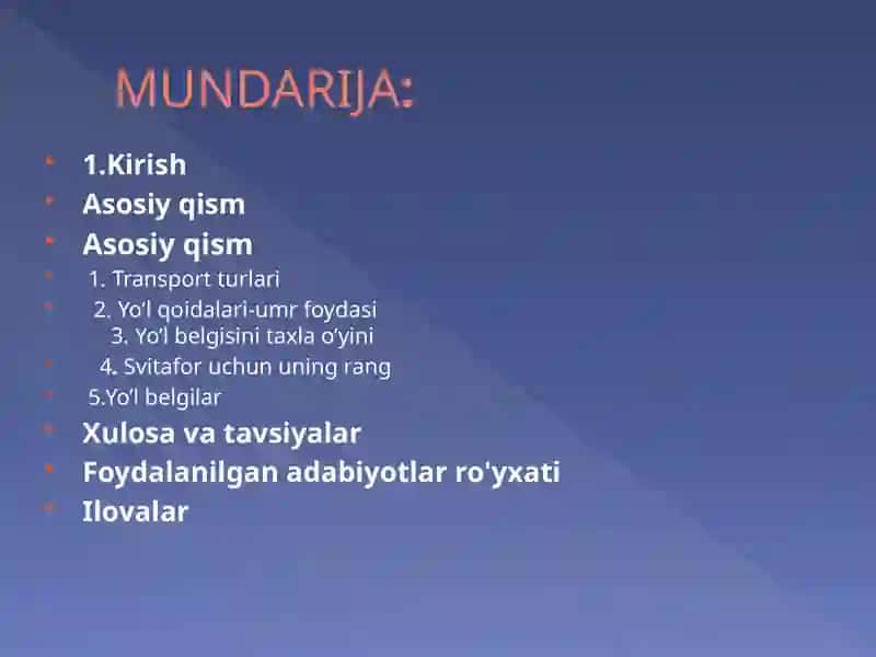 YO’L BELGILARINI TAXLA. (URTA GURUH) QURISH-YASASH MATEMATIKA MARKAZI 2