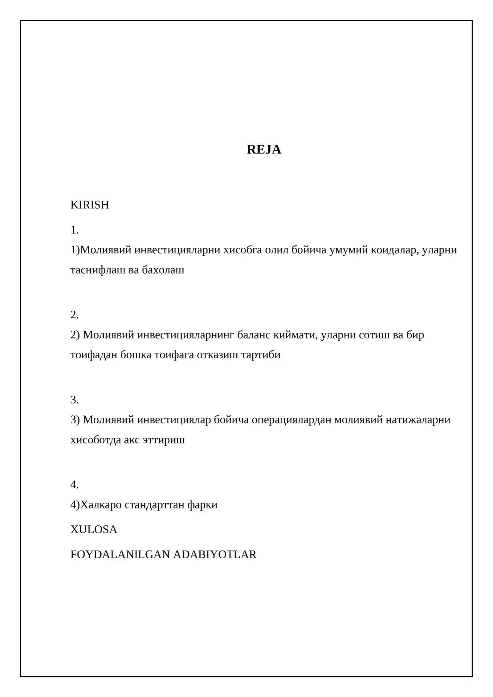 Moliyaviy investitsiyalarni hisobga olish (12-BHMS) 2