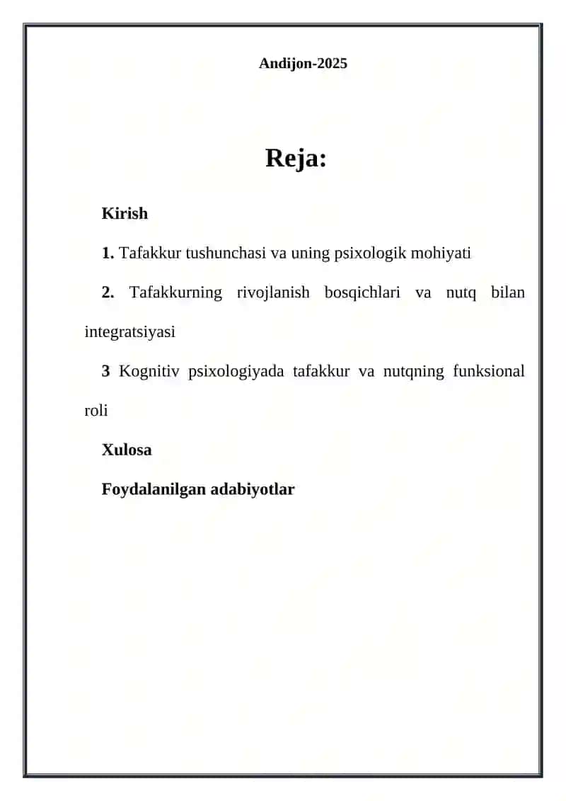 Tafakkur va nutkning o’zaro bog’likligi 2