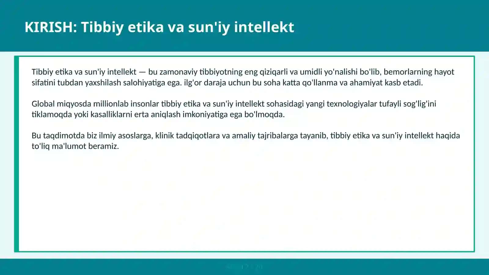 Tibbiy Etika va Sun'iy Intellekt 2