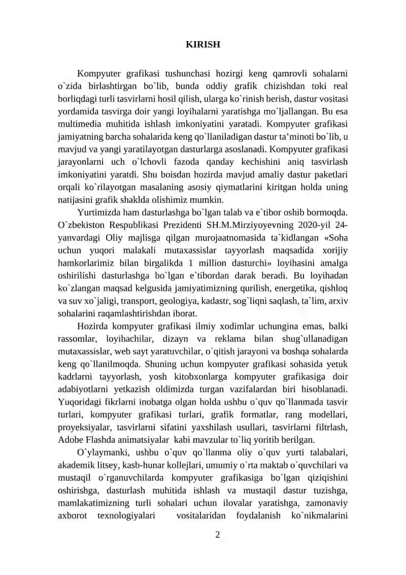 Rastrli tasvirlarni matematik tasvirlash va tasvirlarni yaxshilash usullari 2