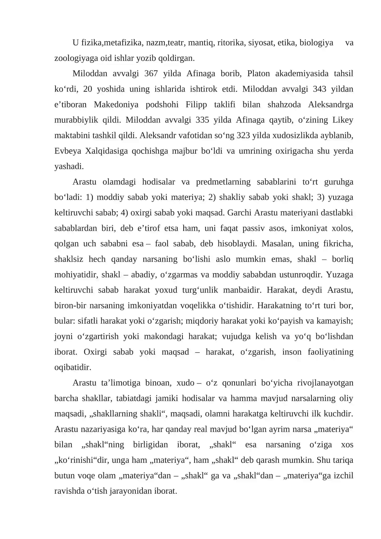 Aristotel, Farobiy va Kant ontologiyasida kategoriyalar tasnifi 2