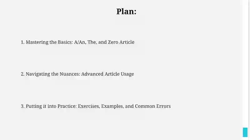 Understand and use articles 2