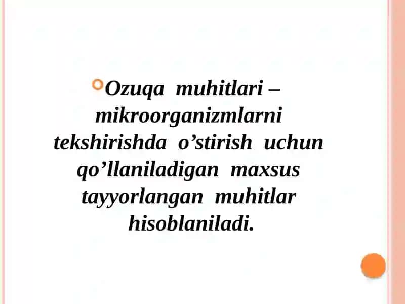 Ozuqa  muhitlari  va  ularning klassifikatsiyasi 2