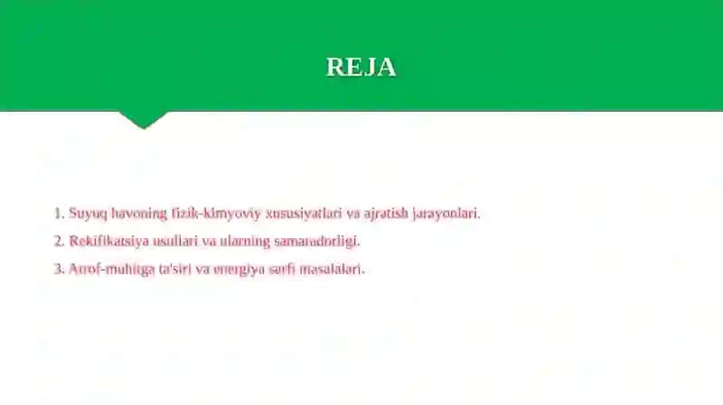 Atmosfera havosini ajratish uchun suyuq havoni rekfikatsiya qilish 2