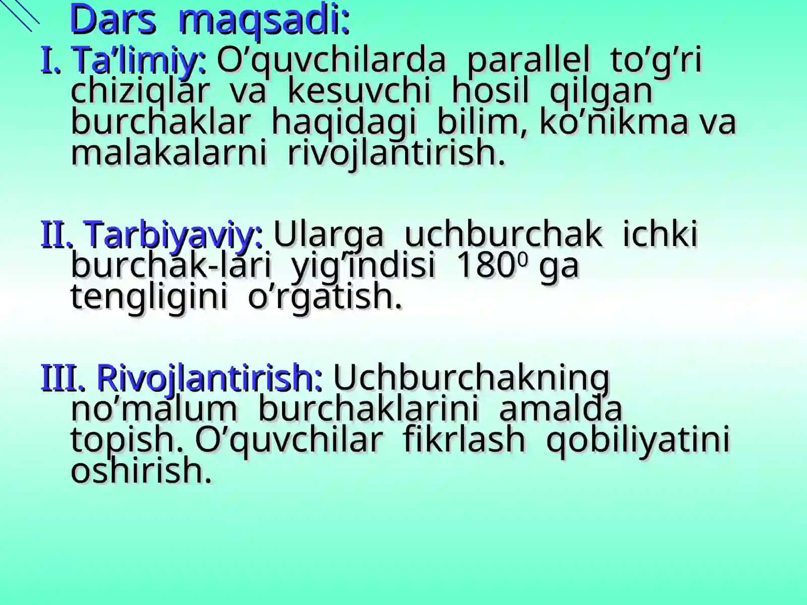 Uchburchak  ichki  burchaklarining  yig’indisi  haqidagi  teorema 2