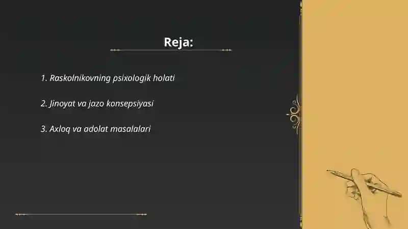 Dostoevskiyning "jinoyat va jazo" ramani bosh qahramoni tasnifi 2