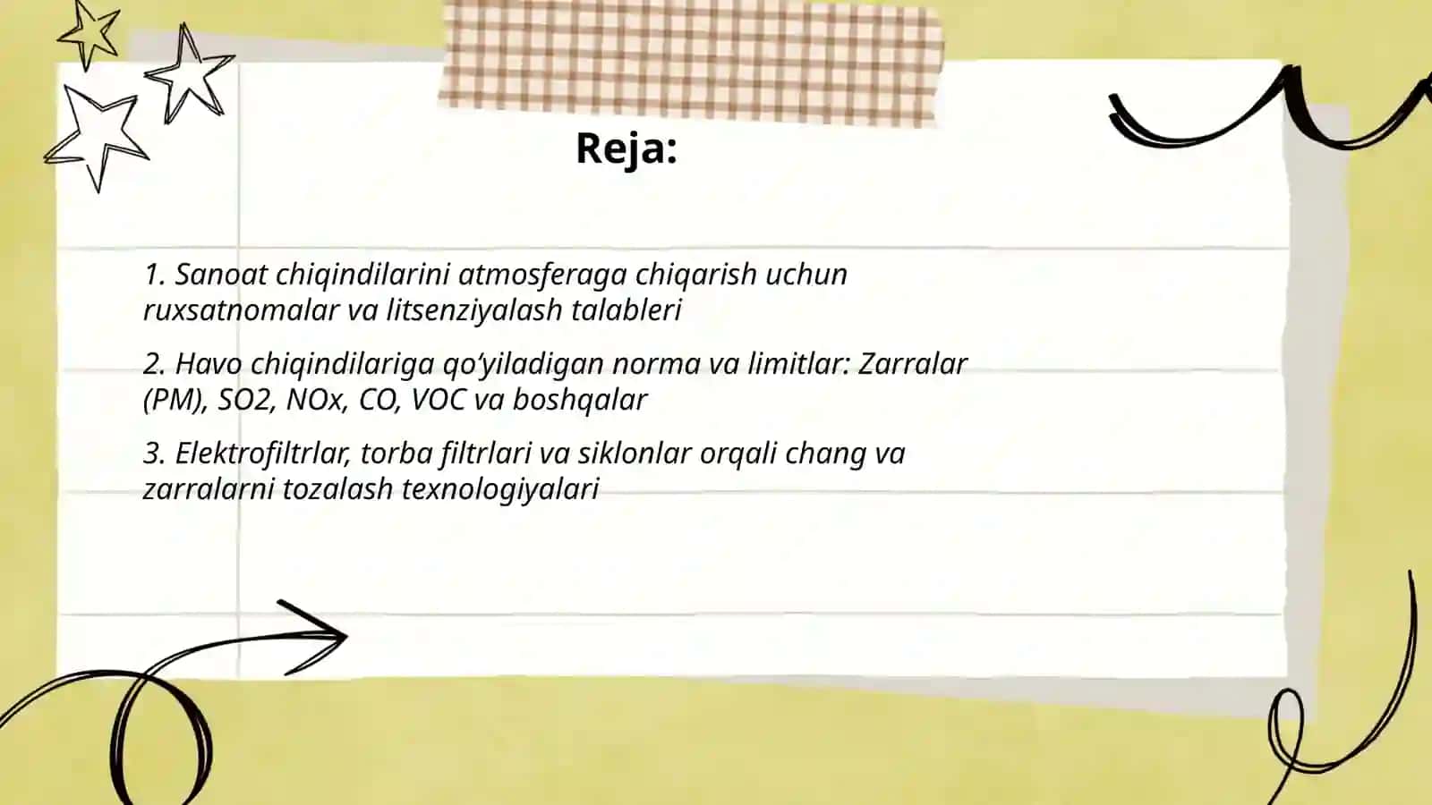 Sanoat chiqindilarini tozalash, atmosferaga tashlash talablari 2