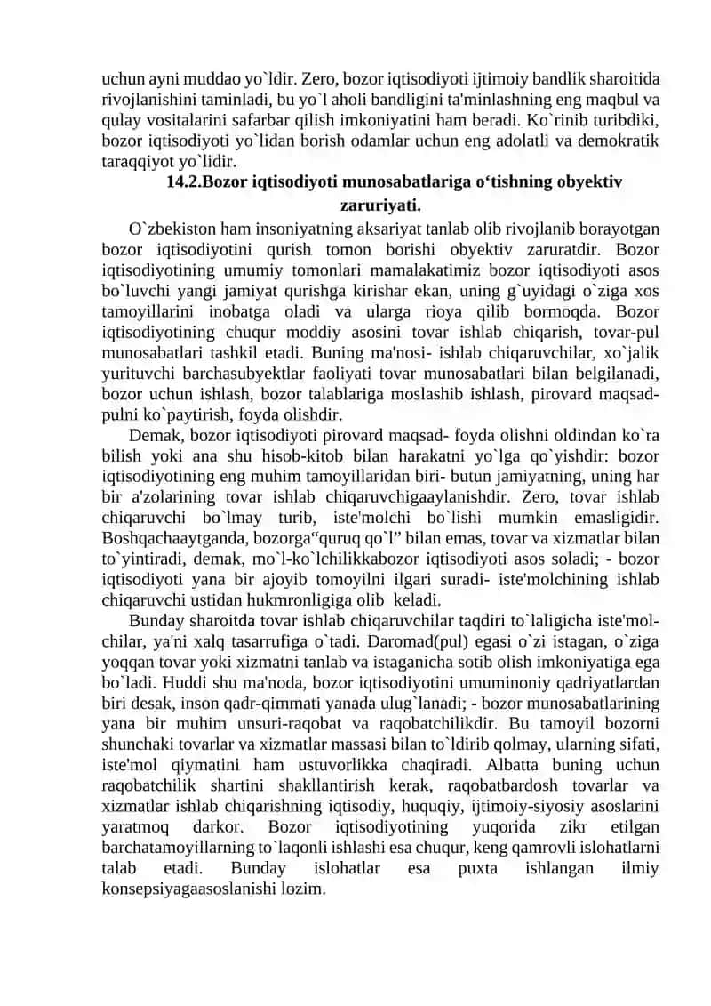 O`ZBEKISTON RESPUBLIKАSINING BOZOR MUNOSАBАTLАRIGА O`TISH KONSEPSIYАSI VА STRАTEGIYАSI. 2