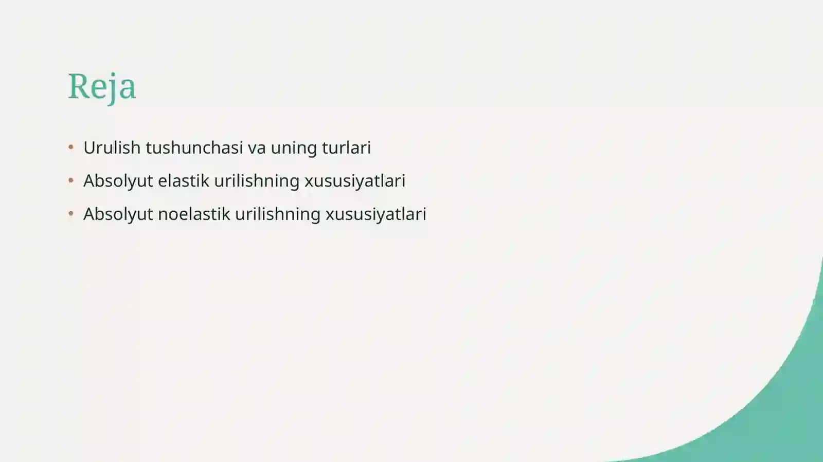 Jismlarning absalyutelastik va noelastik urilishi 2
