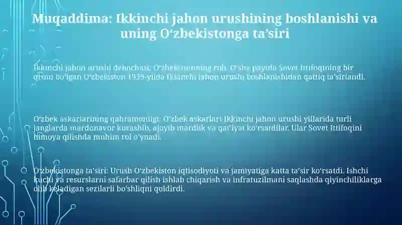 Ikkinchi Jahon Urushi Yilarida Uzbekistonlik Jangchilarning Kursatgan Qahramonliklari 2