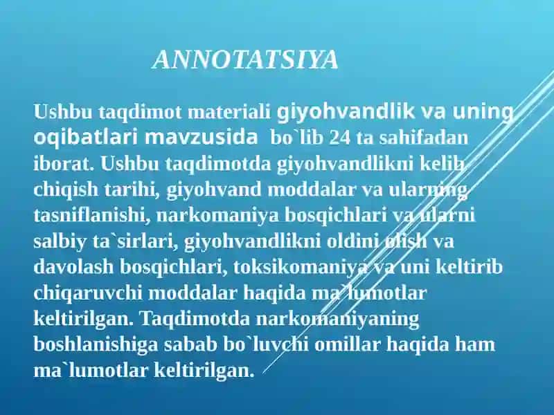 GIYOHVANDLIK VA UNING OQIBATLARI 2