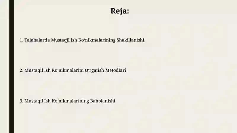 Oliy Ta'lim Muassasalarida Mustaqil Ish Ko'nikmalarini O'rgatish Metodlari 2