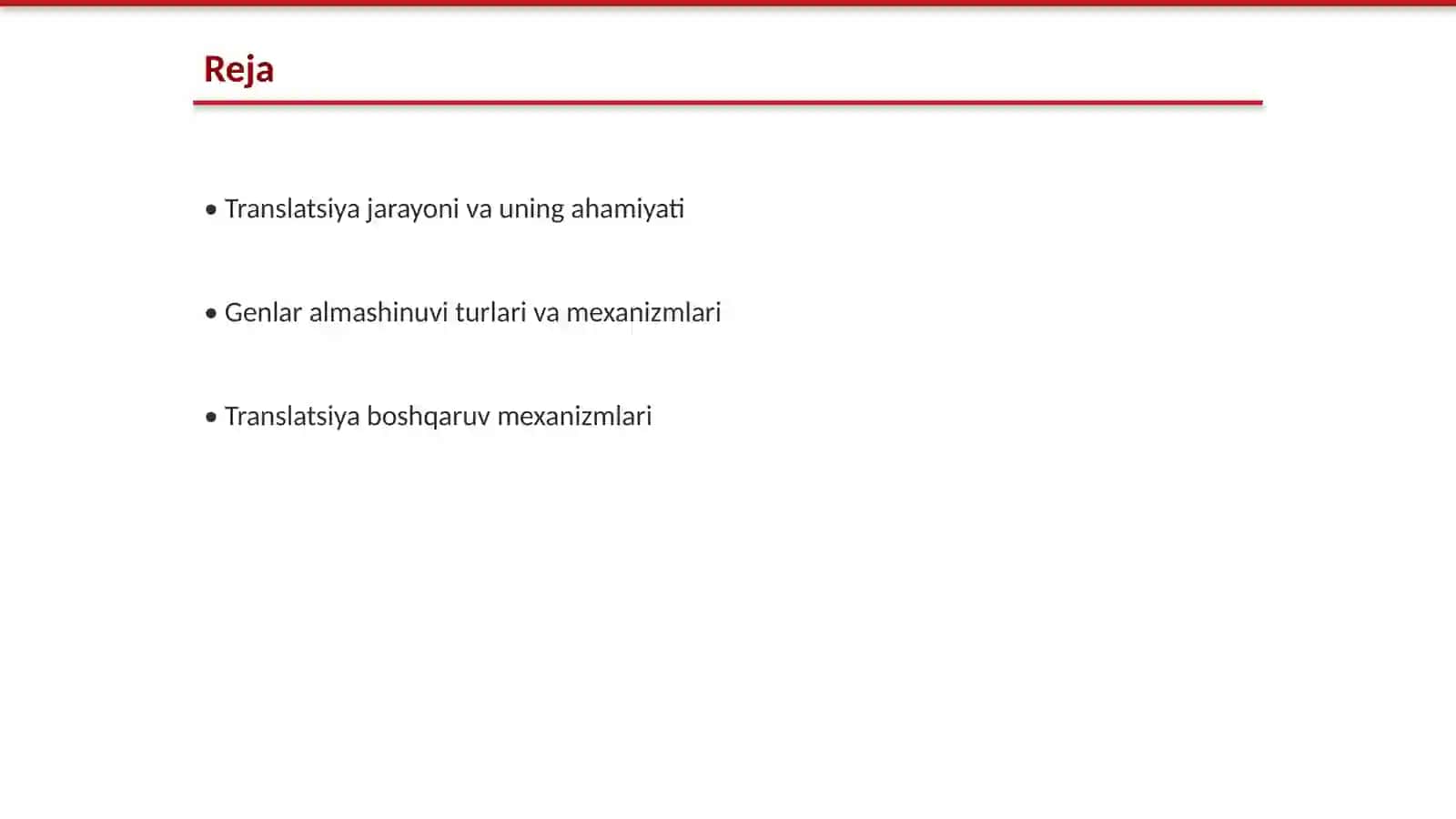Translatsiya Genlar almashinuvi boshqarilishi 2