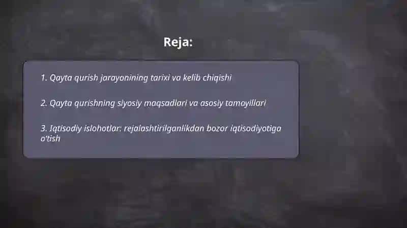 Qayta qurish jarayoni 2