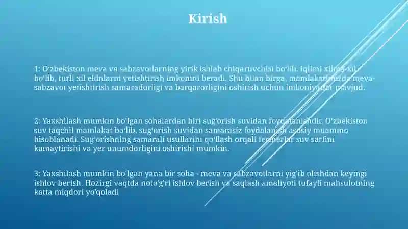 Meva-Sabzavot Mahsulotlari Yetishtirishni Yanada Takomillashtirish Yo'Llari 2