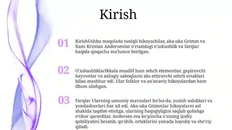 Aka-Uka Grimmlar Va Xans Kristian Andersen Ijodi 2