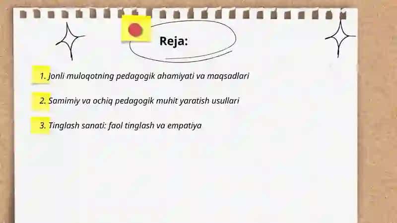 Jonli muloqotni tashkil etish 2