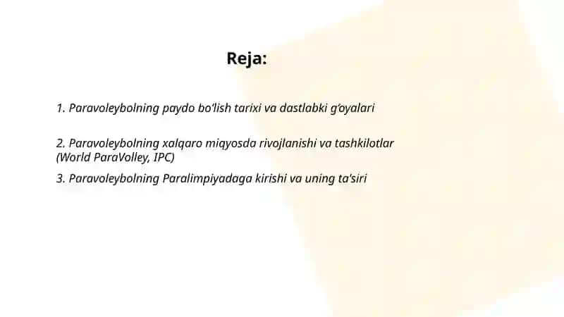 Paravoleybol sport turini paydo bo‘lishi va rivojlanishi 2