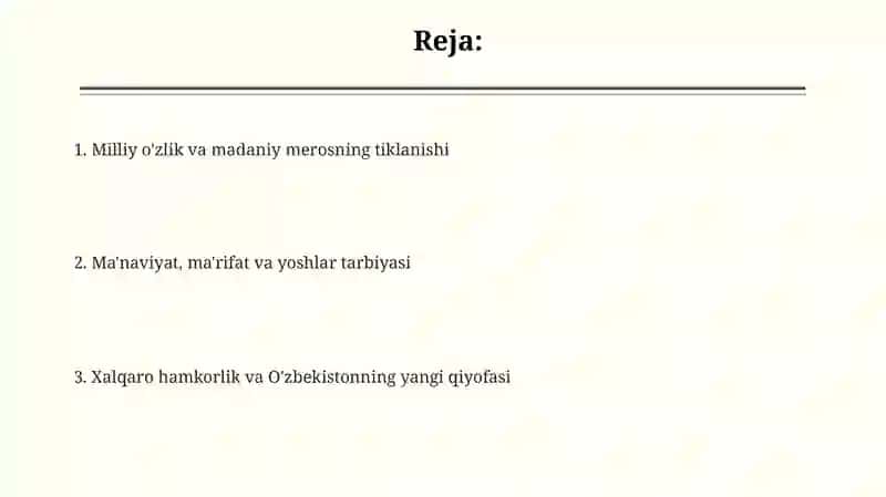 Mustaqillik yillarida O'zbekistondagi ma'naviy va madaniy taraqqiyot 2