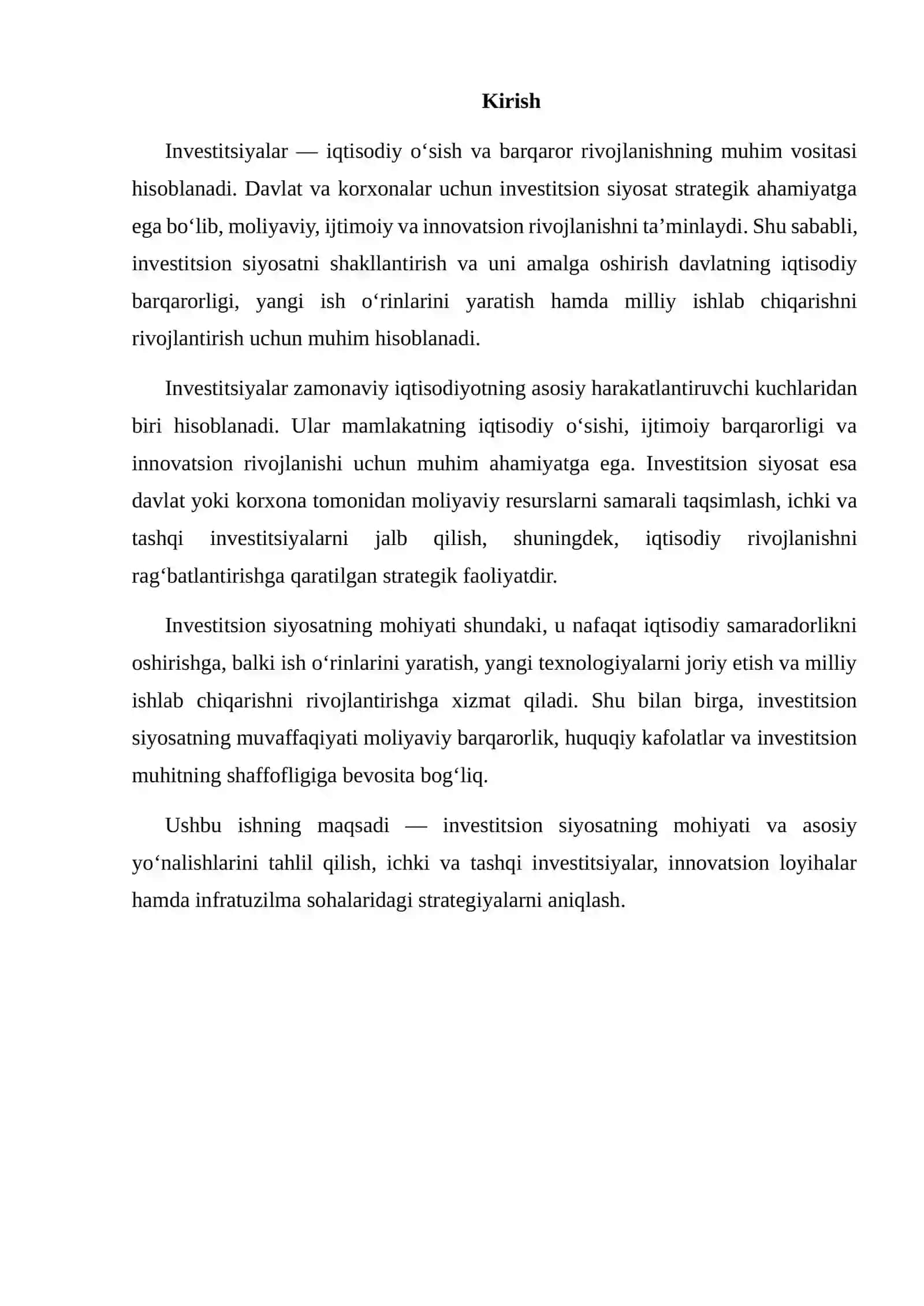 INVESTITSION SIYOSATNING MOHIYATI VA YO‘NALISHLARI 2