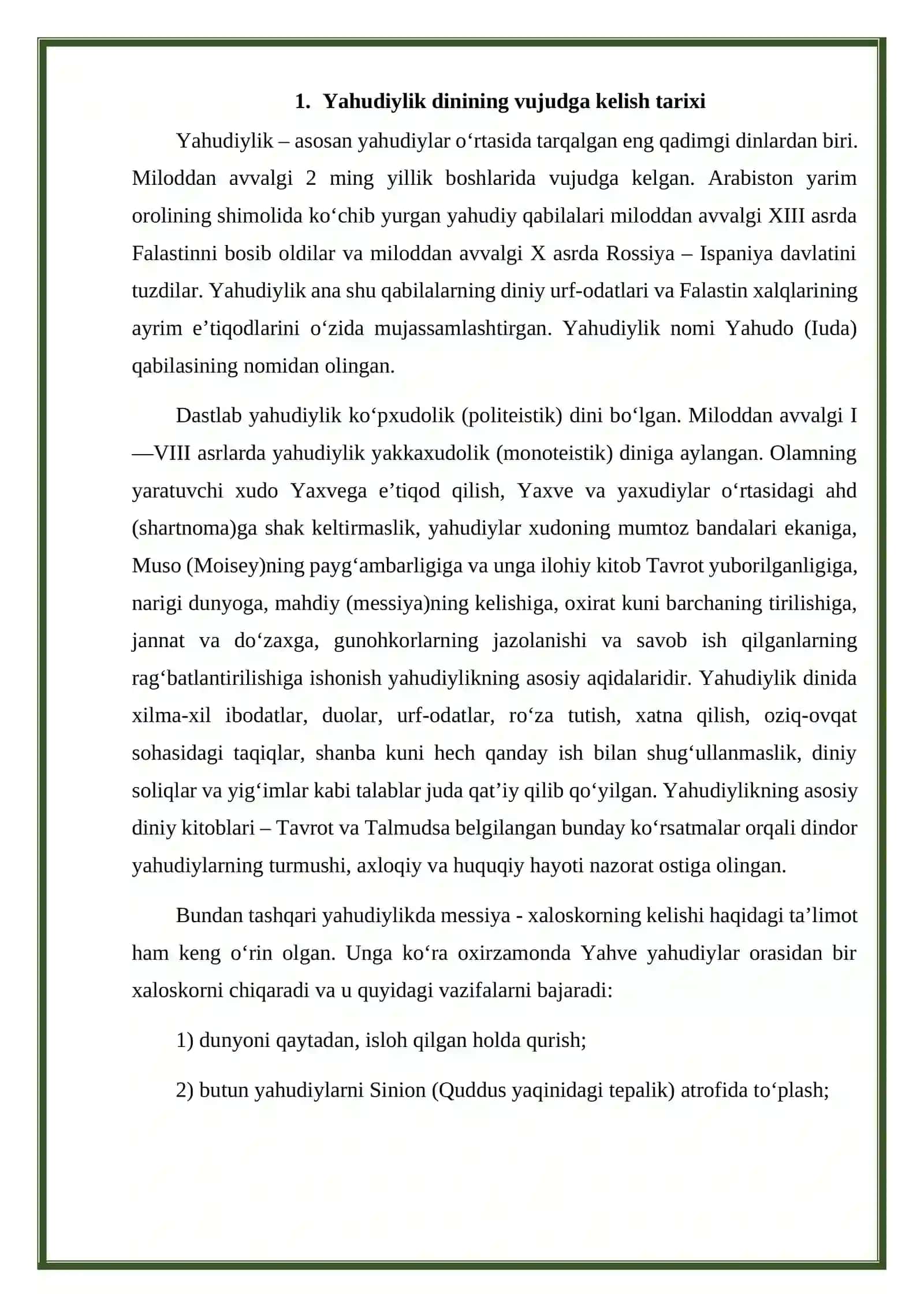 Yaxudiylikning vujudga kelishi va talimoti 2