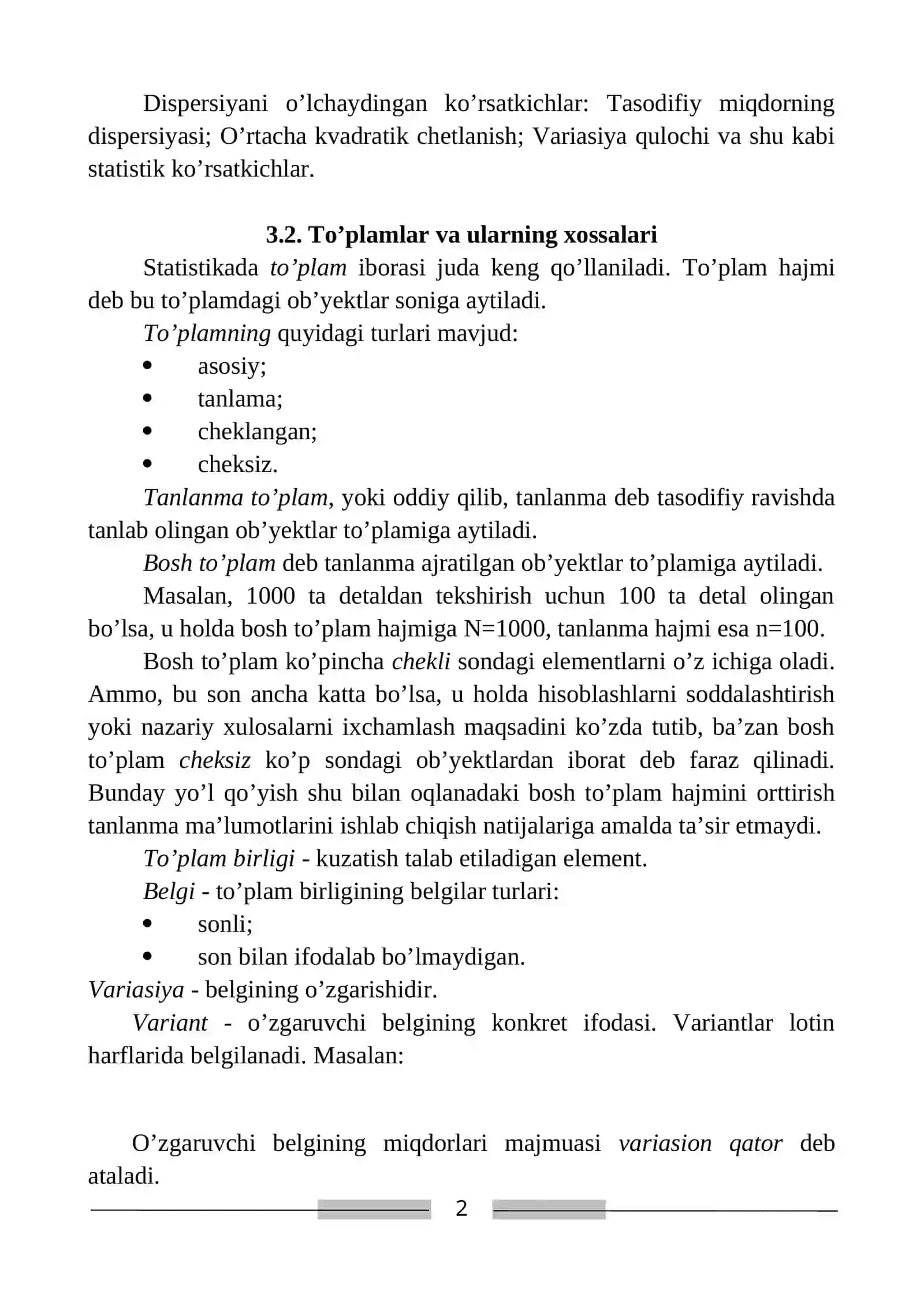EKONOMETRIKADA EHTIMOLLAR NAZARIYASI VA MATEMATIK STATISTIKANING ASOSIY TUSHUNCHALARI 2