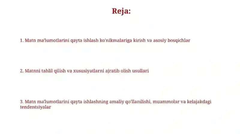 Matnli Maʼlumotlarni qayta ishlash malakalarini shakllantirish 2