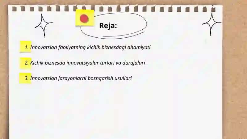 Innovatsion faoliyatning kichik biznesdagi o'rni 2
