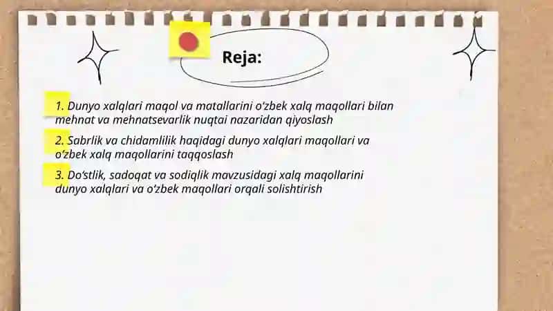 Dunyo xalqlari maqol va matallarini o'zbek xalq maqollari bilan 2