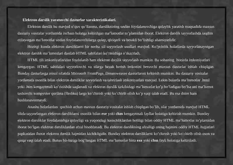 Elektron Online o’quv resurslarni yaratish uslublari 2