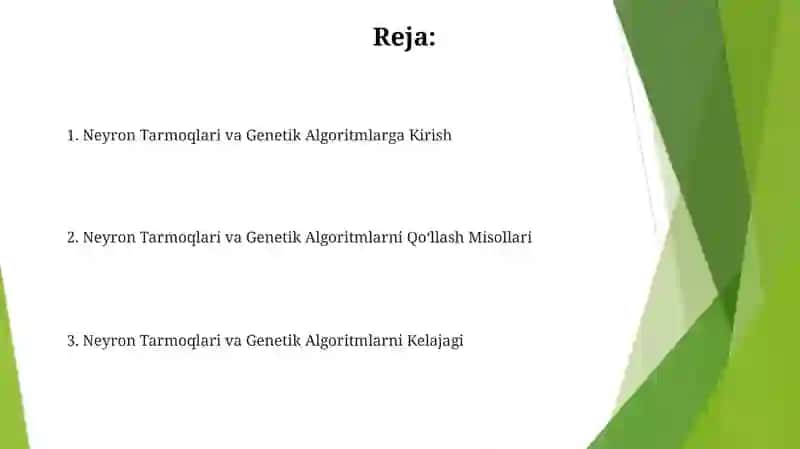Neyroʻn toʻrlar va genetik algoritmlar 2