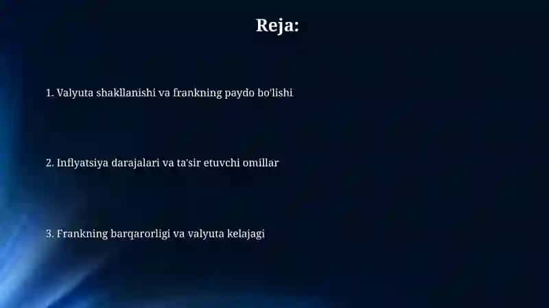 Shvetsariya valyutasi tarixi va infilatsiyasi 2