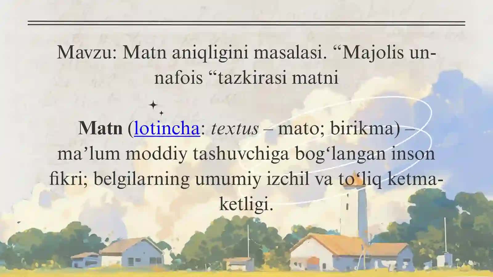 Normirzayeva Mehrinisoning Matnshunoslik fanidan tayyorlagan taqdimoti 2