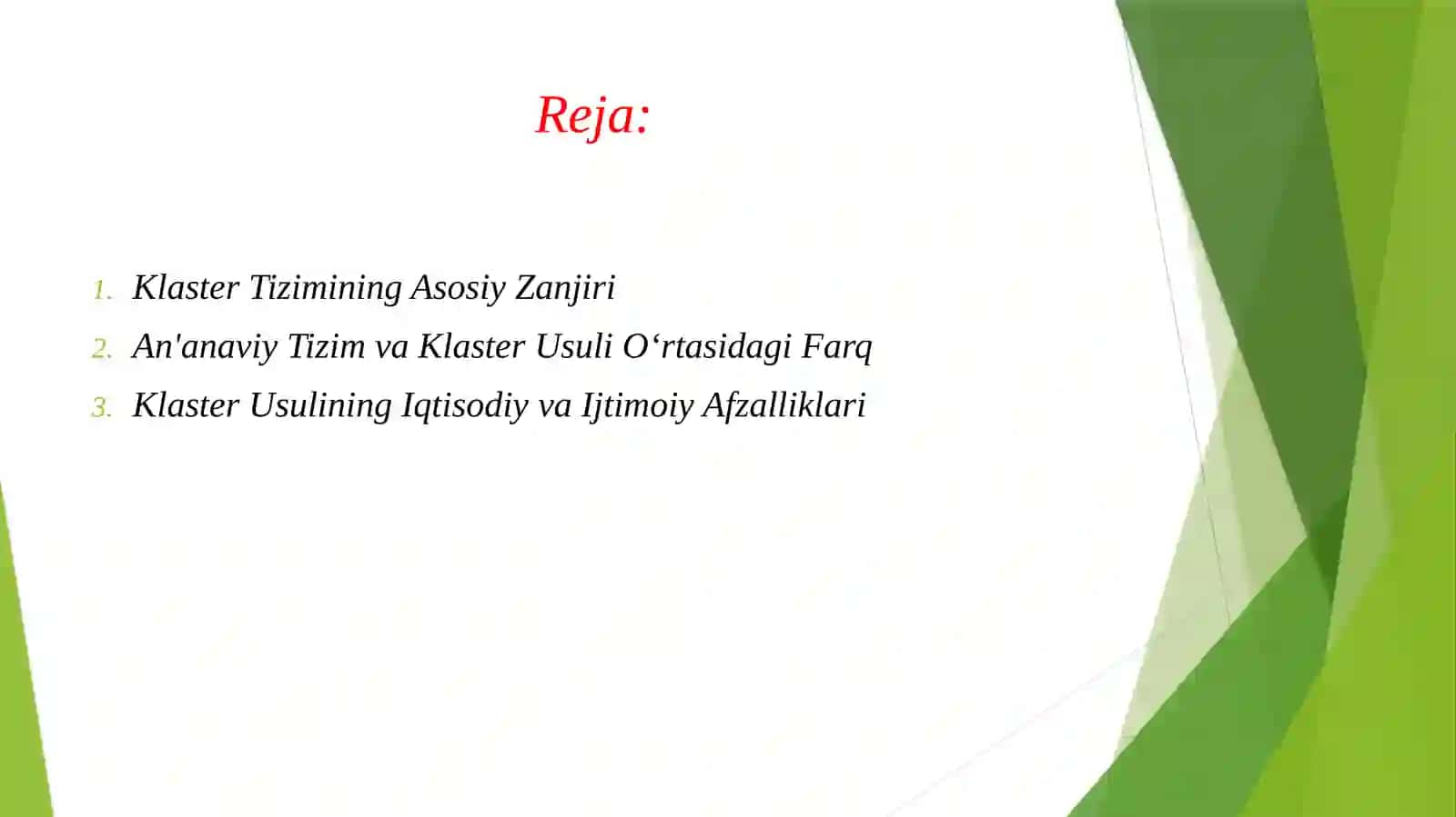 Xoʻjalik yurtishning klaster usuli 2