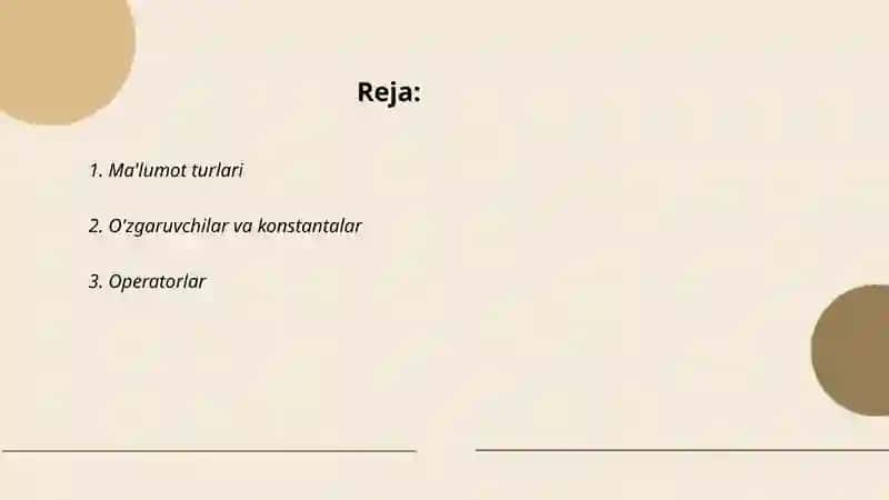 C++ Tilinig asosiy elementi 2