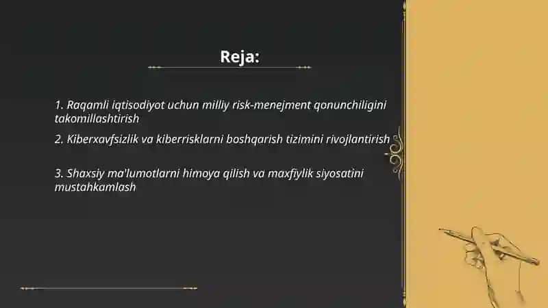 O'zbekiston raqamli iqtisodiyotida risk menejment tizimini takomillashtirish yo'nalishlari 2