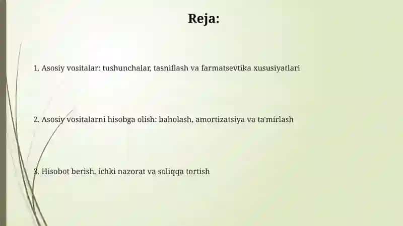 Dorixonalarda asosiy vositalarni hisobga olish 2
